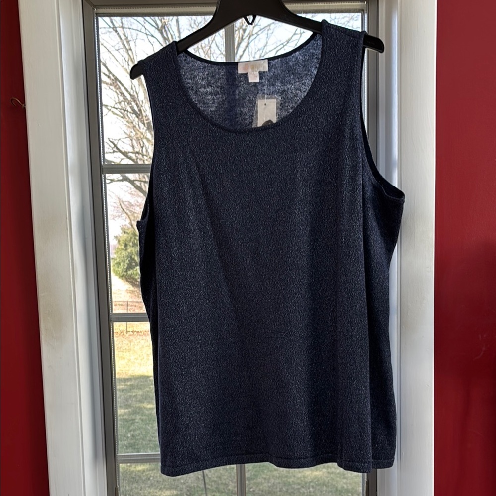Belle by Kim Gravel Twilight Blue Sleeveless Lurex Tank Top